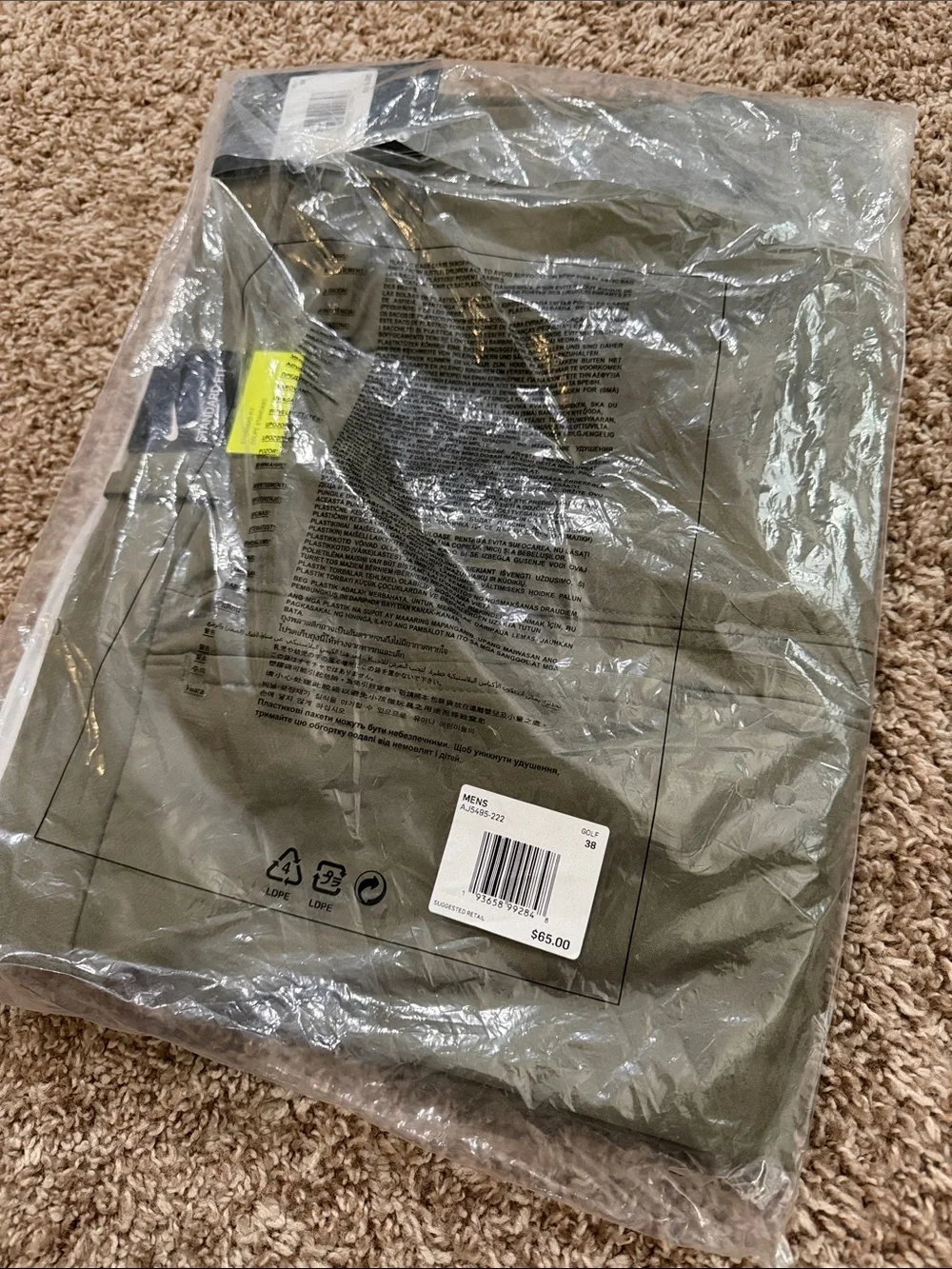 Olive Green Men's Golf Shorts — New in Packaging